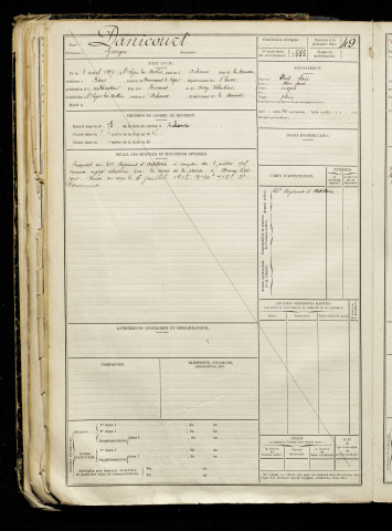 Danicourt, Georges, né le 03 avril 1897 à Saint-Léger-lès-Authie (Somme), classe 1916, matricule n° 1585, Bureau de recrutement d'Abbeville