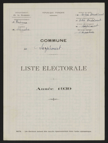 Liste électorale : Soyécourt