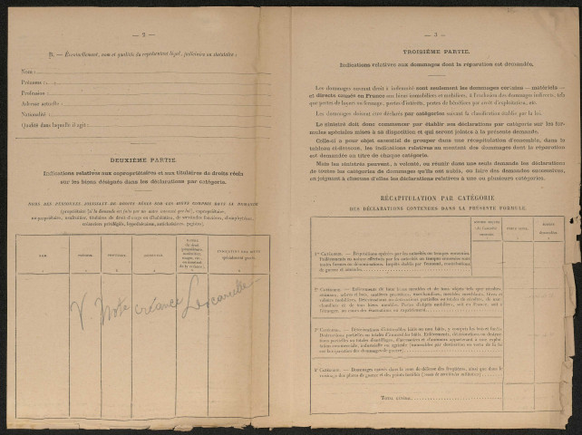 Etricourt-Manancourt. Demande d'indemnisation des dommages de guerre : dossier Delbart-Mansart