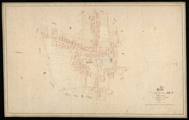 Plan du cadastre napoléonien - Bussu : développement des sections A, B1, B2 et C