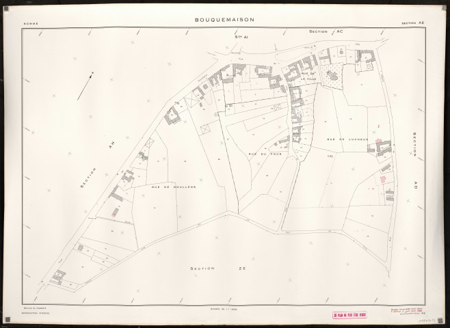 Plan du cadastre rénové - Bouquemaison : section AE