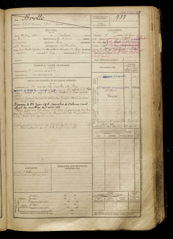 Boette, Robert Sauveur Albert, né le 16 juin 1889 à Caulières (Somme), classe 1909, matricule n° 737, Bureau de recrutement d'Amiens
