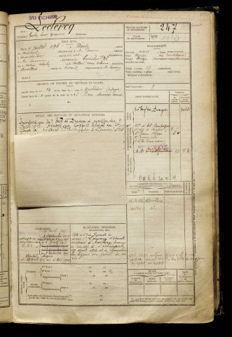 Leclercq, Gaston Louis Maurice, né le 15 juillet 1896 à Warsy (Somme), classe 1916, matricule n° 247, Bureau de recrutement de Péronne