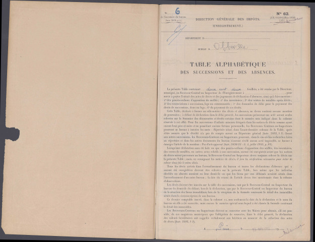 Table des successions et absences du bureau d'Abbeville