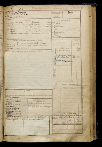 Foubert, Louis Joseph Maria, né le 01 juillet 1892 à Grivesnes (Somme), classe 1912, matricule n° 361, Bureau de recrutement de Péronne