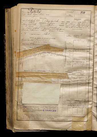 Roche, Emile Eugène Désiré, né le 17 septembre 1872 à Buire-sur-l'Ancre (Somme), classe 1892, matricule n° 938, Bureau de recrutement de Péronne