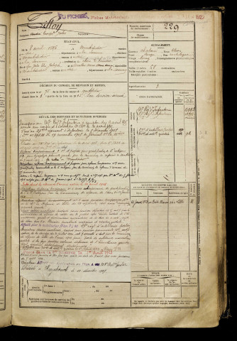 Tilloy, André Georges Jules, né le 08 avril 1896 à Montdidier (Somme), classe 1916, matricule n° 229, Bureau de recrutement de Péronne