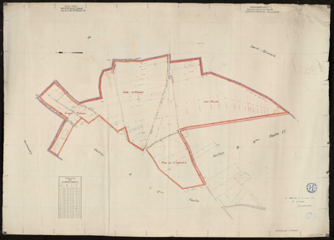 Plan du cadastre rénové - Vaudricourt : section ZB