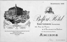 Carte publicitaire de l'Hôtel de Belfort