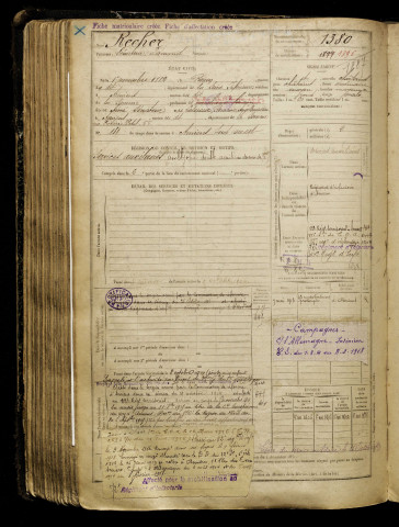 Recher, Sénateur Edmond, né le 01 novembre 1882 à Rouen (Seine-Maritime), classe 1902, matricule n° 1380, Bureau de recrutement d'Amiens