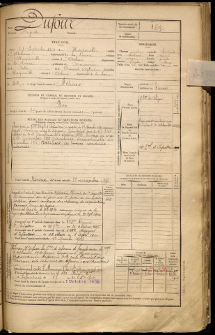 Dufour, Auguste, né le 23 septembre 1869 à Harponville (Somme), classe 1889, matricule n° 169, Bureau de recrutement d'Abbeville