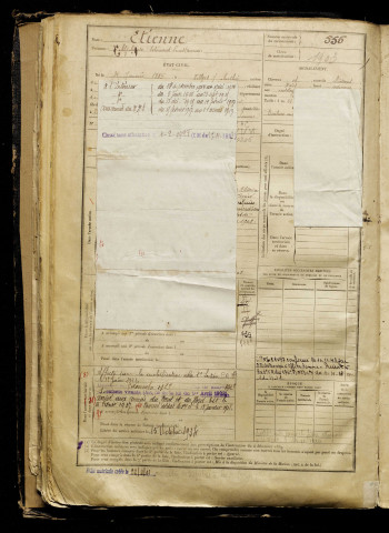 Etienne, Alphonse Edouard Ernest, né le 31 janvier 1885 à Villers-sur-Authie (Somme), classe 1905, matricule n° 555, Bureau de recrutement d'Abbeville