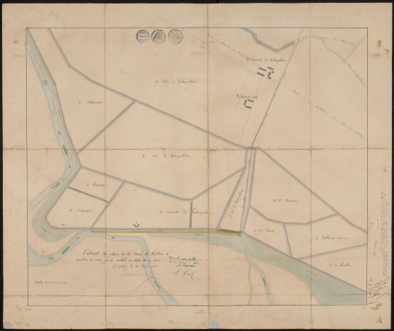 Extrait du plan de la baie d'Authie à joindre à notre procès-verbal en date de ce jour, St Valery, le 20 mars 1861, Nicolas Bridoux, conducteur des ponts et chaussées.