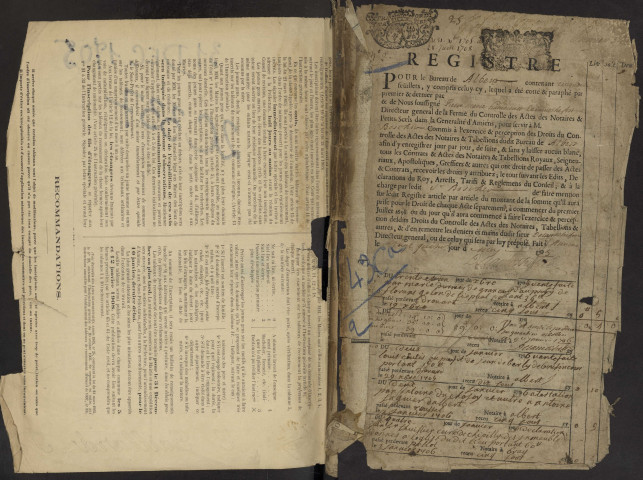 Contrôle des actes du bureau d'Albert pour la période du 31 décembre 1705 au 28 juin 1708