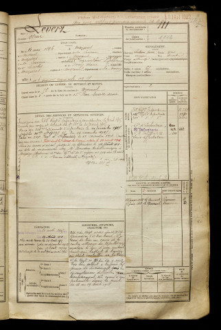 Levert, Oscar, né le 14 mai 1896 à Mézières-en-Santerre (Somme), classe 1916, matricule n° 111, Bureau de recrutement de Péronne