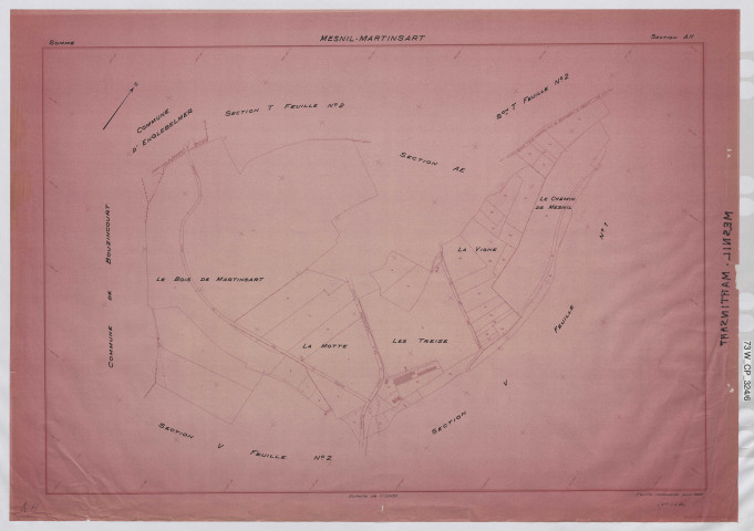 Plan du cadastre rénové - Mesnil-Martinsart : section AH