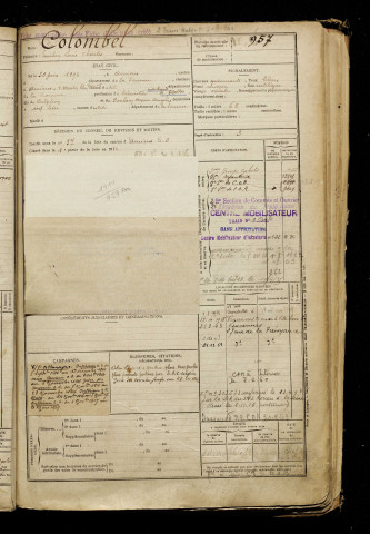 Colombel, Emilien Louis Charles, né le 30 juin 1894 à Amiens (Somme), classe 1914, matricule n° 957, Bureau de recrutement d'Amiens