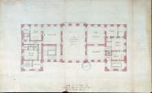Plan du 1er étage du principal corps de bâtiments au fond de la cour