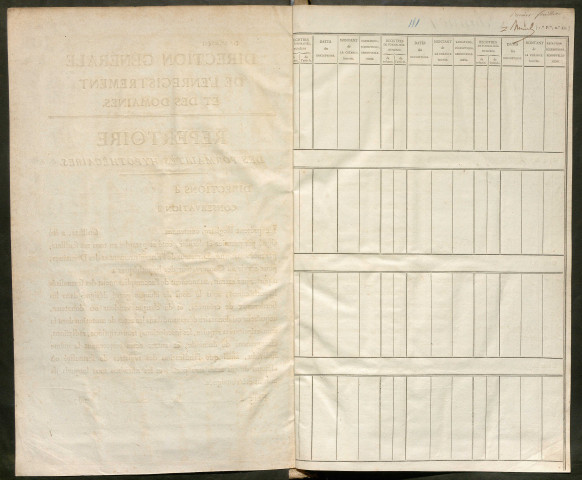 Répertoire des formalités hypothécaires, du 16/03/1831 au 26/09/1831, registre n° 111 (Péronne)