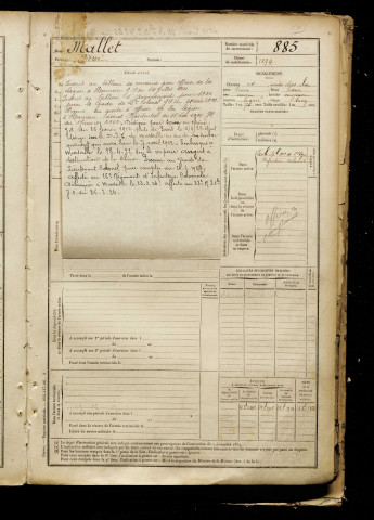 Mallet, Pierre, né le 01 mai 1876 à Mourmelon-le-Grand (Marne), classe 1896, matricule n° 885, Bureau de recrutement d'Amiens