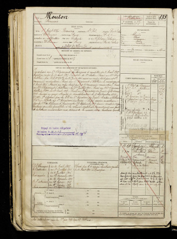 Mouton, François, né le 27 août 1896 à Beauvois (Pas-de-Calais), classe 1916, matricule n° 57, Bureau de recrutement d'Abbeville