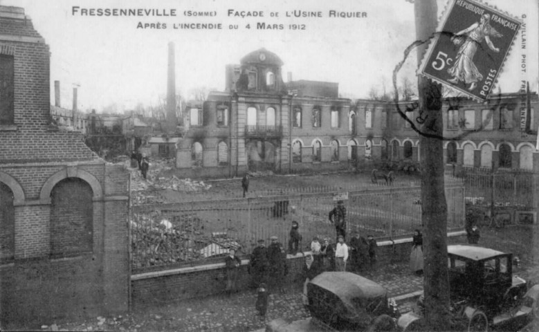 Façade de l'Usine Riquier après l'incendie du 4 mars 1912