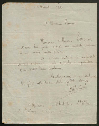 Témoignage de Maldent, Louis Auguste et correspondance avec Jacques Péricard