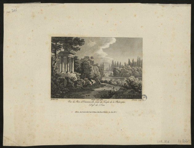 Vue du parc d'Ermenonville prises du Temple de la Philosophie. Département de l'Oise