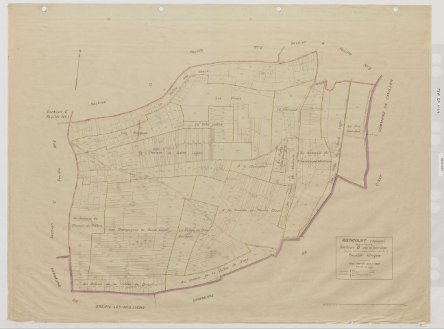 Plan du cadastre rénové - Riencourt : section B