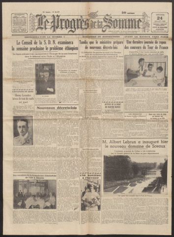 Le Progrès de la Somme, numéro 20407, 24 juillet 1935