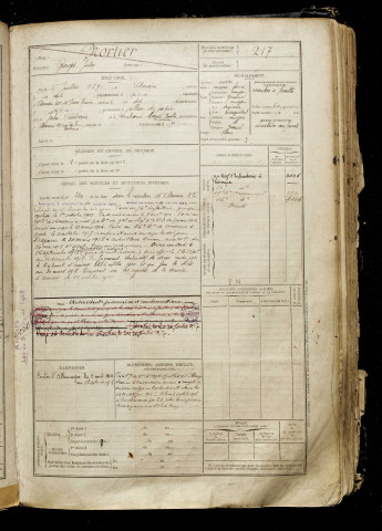 Nortier, Georges Jules, né le 06 juillet 1891 à Amiens (Somme), classe 1911, matricule n° 217, Bureau de recrutement d'Amiens