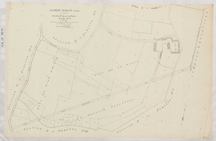 Plan du cadastre rénové - Esmery-Hallon : section B8
