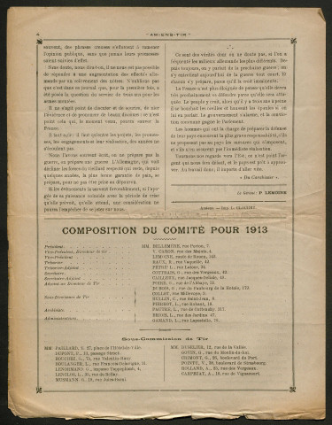 Amiens-tir, organe officiel de l'amicale des anciens sous-officiers, caporaux et soldats d'Amiens, numéro 3 (mars 1913)