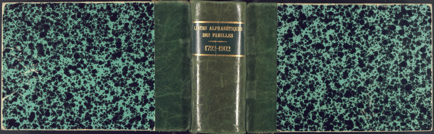 Muille-Villette : Table alphabétique des familles comprenant les noms, prénoms, évènements (naissances, mariages, décès) et dates (1792-1902)