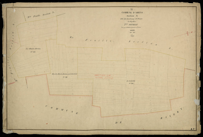 Plan du cadastre napoléonien - Amiens : Faubourg Saint Pierre (Le), A7