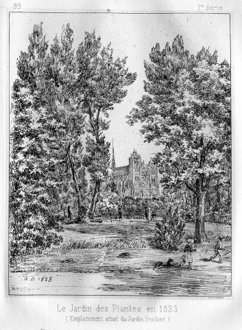 Le jardin des plantes en 1823 (emplacement actuel du jardin fruitier)