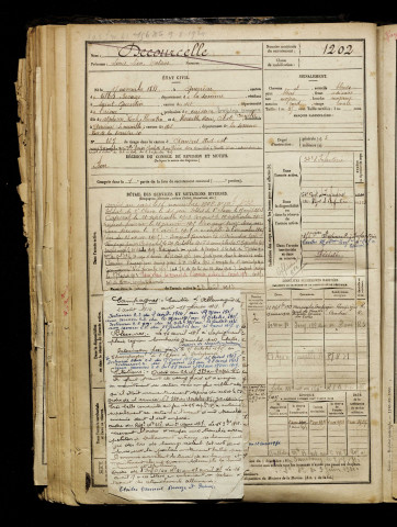 Decourcelle, Louis Léon Octave, né le 17 novembre 1881 à Querrieu (Somme), classe 1901, matricule n° 1202, Bureau de recrutement d'Amiens