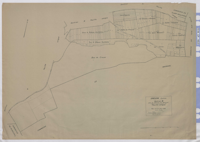 Plan du cadastre rénové - Creuse : section B