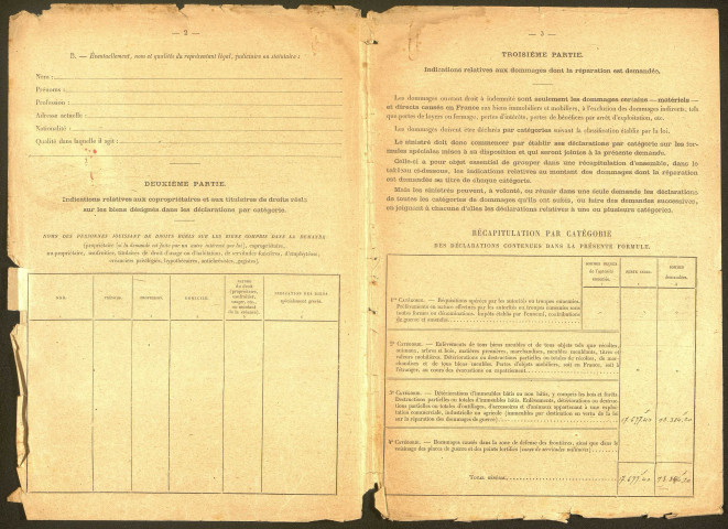 Bray-sur-Somme. Demande d'indemnisation des dommages de guerre : dossier Boulanger-Decave