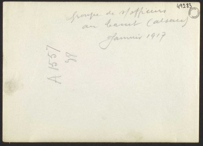 GROUPE DE S/OFFICIERS AU TANET (ALSACE). JANVIER 1917