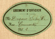 Plaque de réquisition de logement d'officier chez M. Dupont, 2 rue Caumartin à Amiens