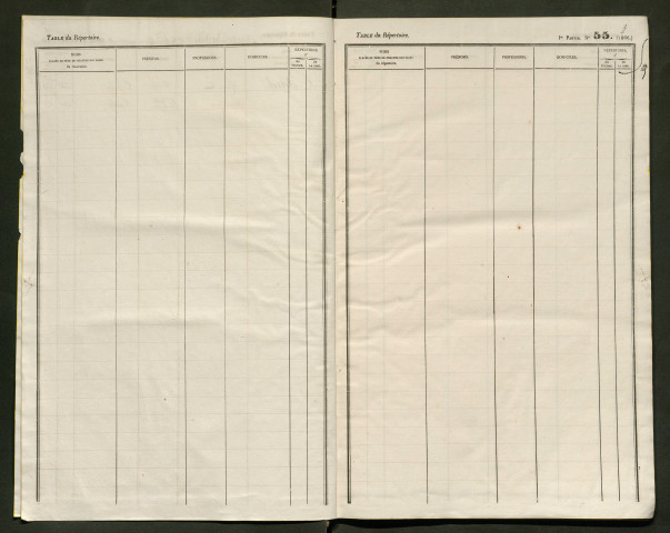 Table du répertoire des formalités, de Tetard à Vaillant, registre n° 23 bis (Péronne)