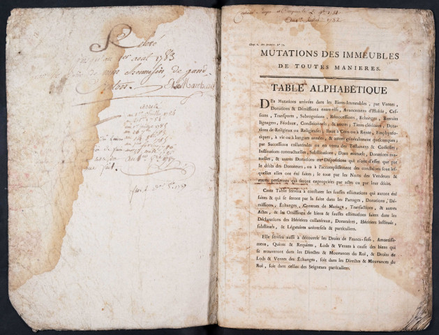 Tables des vendeurs du bureau d’Amiens pour la période 1774-1787