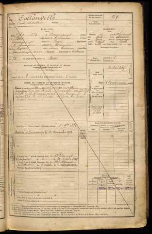 Collonville, Ovide Adalbert, né le 07 mai 1872 à Fouencamps (Somme), classe 1892, matricule n° 67, Bureau de recrutement d'Amiens