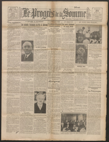 Le Progrès de la Somme, numéro 19785, 29 octobre 1933