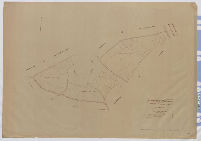 Plan du cadastre rénové - Marché-Allouarde : section A2