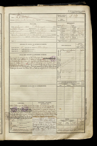 Leroy, Alfred Gaston Isidore Paul, né le 04 janvier 1895 à Béhencourt (Somme), classe 1915, matricule n° 519, Bureau de recrutement d'Amiens