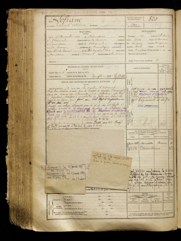 Lefranc, Edouard Alphonse, né le 15 novembre 1889 à Cannessières (Somme), classe 1909, matricule n° 820, Bureau de recrutement d'Amiens