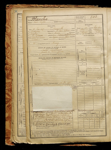 Blanche, Ernest Eugène, né le 18 juin 1877 à Preuseville (Seine-Maritime), classe 1897, matricule n° 542, Bureau de recrutement d'Amiens