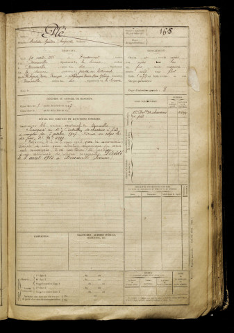 Plé, Aristide Gaston Auguste, né le 30 août 1886 à Domesmont (Somme), classe 1906, matricule n° 165, Bureau de recrutement d'Abbeville